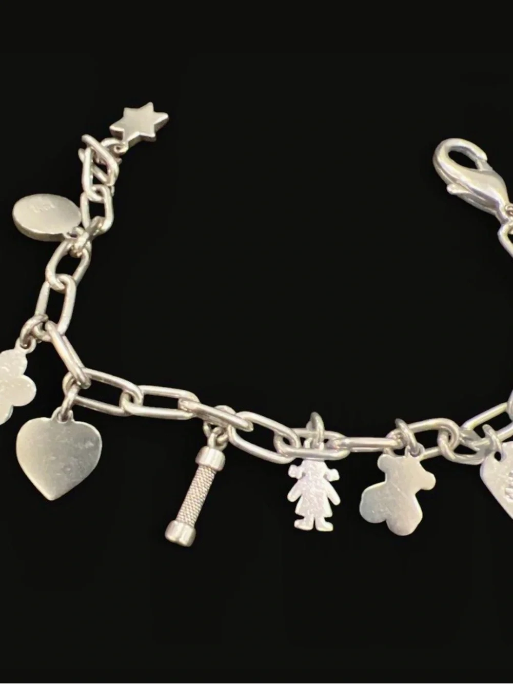 Tous Silver-tone Charm Bracelet with Heart, Star & Teddy Charms